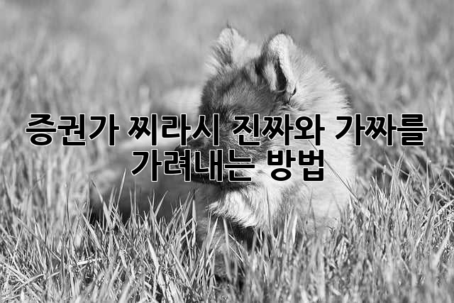 증권가 찌라시, 진짜와 가짜를 가려내는 방법