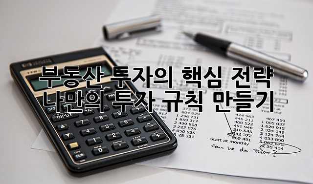 부동산 투자의 핵심 전략: 나만의 투자 규칙 만들기