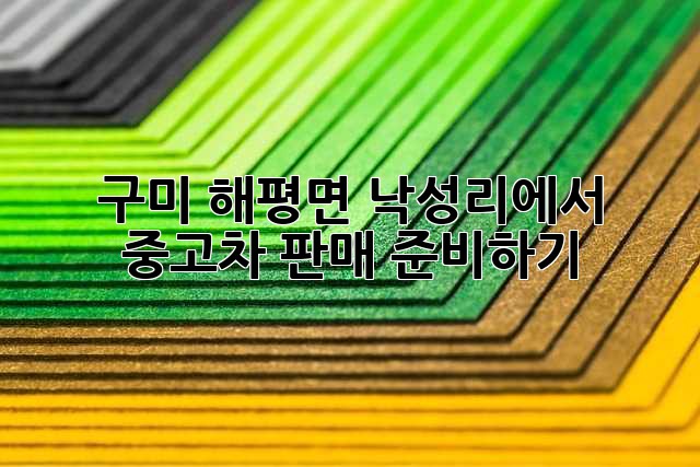 구미 해평면 낙성리에서 중고차 판매 준비하기