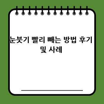 눈붓기 빨리 빼는 방법 후기 및 사례