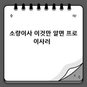  소량이사 이것만 알면 프로 이사러 