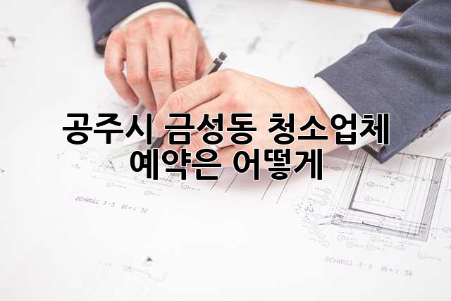 공주시 금성동 청소업체, 예약은 어떻게? 🧹